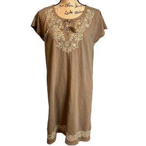 J jill Sheath Taupe Sequins Embroidered Dress sz Small